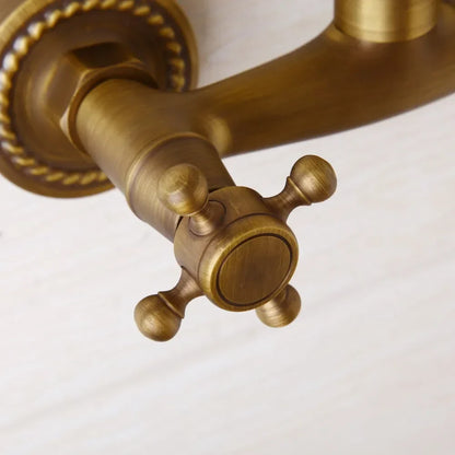 صنبور دش حائطي من DecorBites™ مصنوع من النحاس العتيق، صنبور خلاط ساخن وبارد