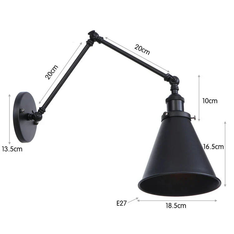 DecorBites™ Iron Loft Retro Wall Lamp Sconce Indoor LED Industrial Black Brass