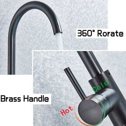 DecorBites™ Black Bronze Bath Shower Tub Faucet Floor Mounted Rotate Spout Hot Cold Tap