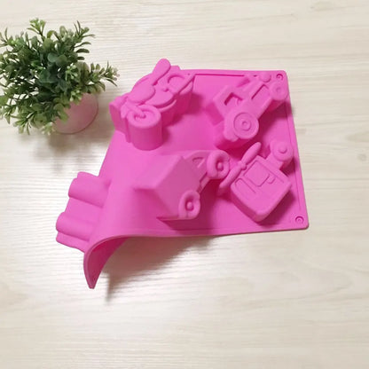 Molde DecorBites™ para pastel con diseño creativo de avión, coche y motocicleta, ideal para decorar pasteles de cumpleaños infantiles.