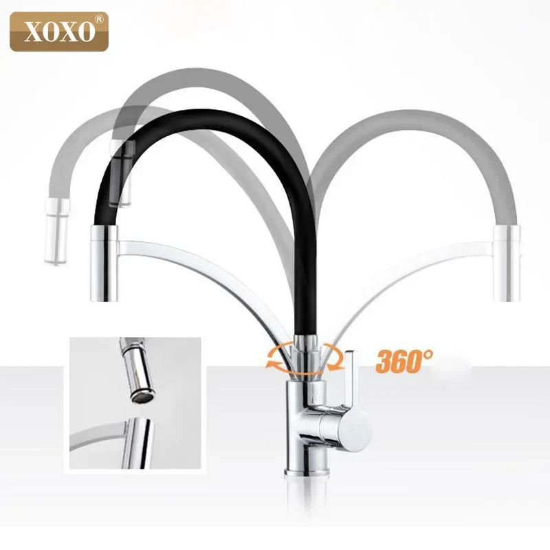 DecorBites™ Black Chrome Kitchen Tap Faucet Pull Down Mixer for Sink.