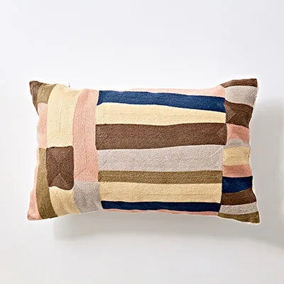 DecorBites™ Embroidered Geometric Cotton Cushion Cover 45x45cm