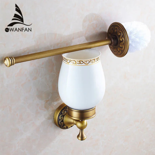 DecorBites™ Antique Bronze Brass Toilet Brush Holder for Bathroom Accessories