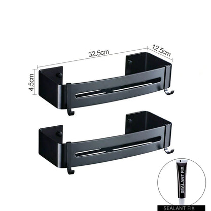 رف مستحضرات تجميل DecorBites™ من الألومنيوم باللون الأسود لتخزين الحمام والمطبخ