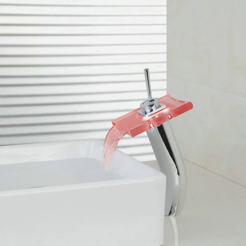 DecorBites™ LED Waterfall Glass Basin Mixer Faucet