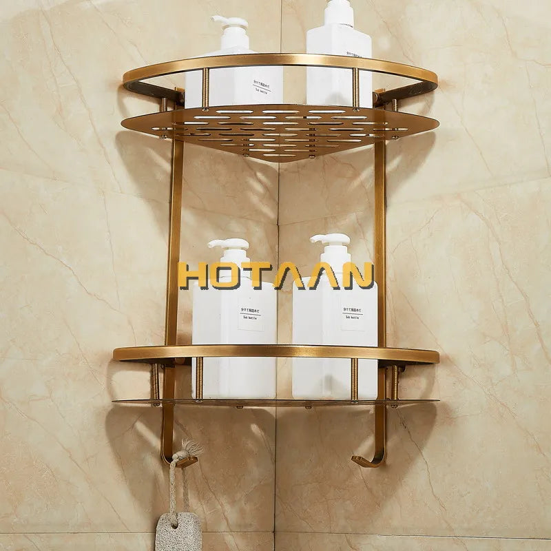 DecorBites™ Double Layer Aluminum Bathroom Shower Basket Holder