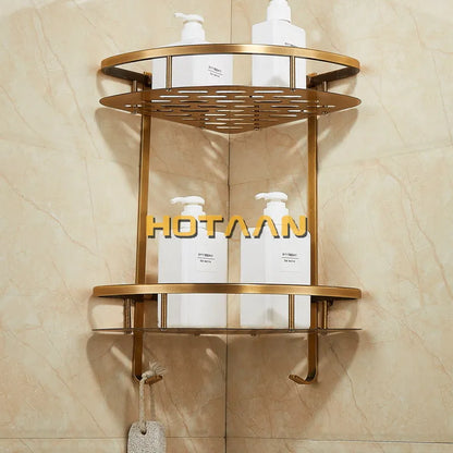 DecorBites™ Double Layer Aluminum Bathroom Shower Basket Holder