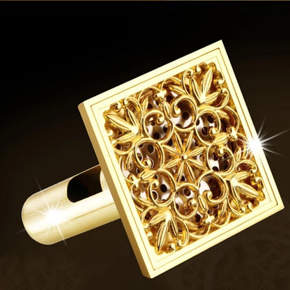 DecorBites™ Golden Square Floor Waste Drain 4cm, Luxury Bathroom Shower Grate 10cm * 10cm