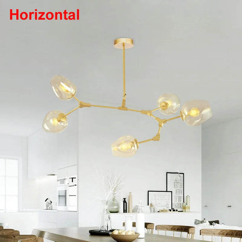 DecorBites™ Industrial Globe Glass Chandelier, Modern Minimalist Design, E27 Lamps