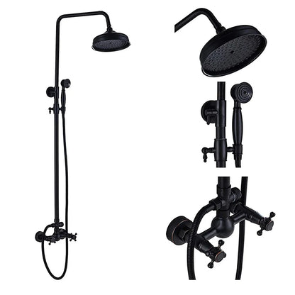 DecorBites™ Dual Handle Black Shower Set Faucet with Rainfall Shower Mixer Tap