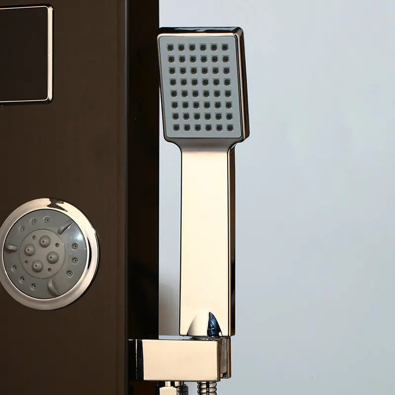 DecorBites™ Brushed Nickel Shower Panel with LED Display, Rainfall Head, Jets