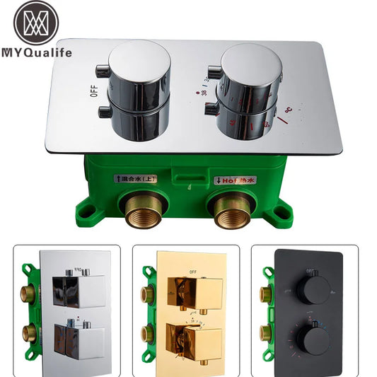 DecorBites™ Dual Handle Thermostatic Shower Mixer Valve - Chrome Finish