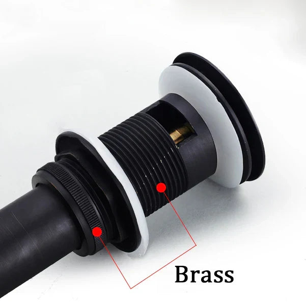 DecorBites™ Brass Black Pop Up Drain Stopper with Overflow for Vessel Sink