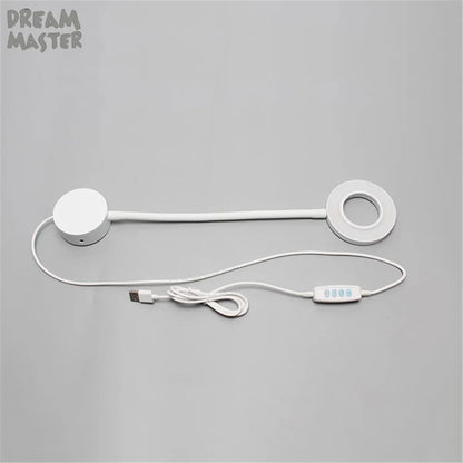 DecorBites™ Dimmable LED Wall Lamp for Bedside Reading, USB Powered, Gooseneck Bedroom Light