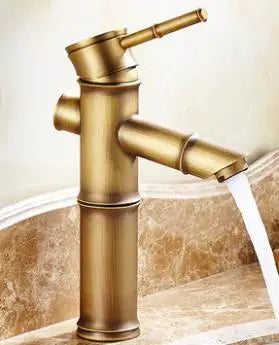 DecorBites™ Antique Brass Bamboo Single Handle Basin Faucet