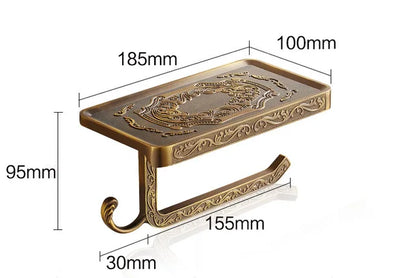 DecorBites™ Brass Antique Bath Hardware Set: Towel Rack, Paper Holder, Towel Hanger, Toilet Brush Holder