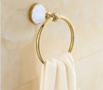 DecorBites™ Bathroom Accessories Set: Gold Finish Paper Holder, Towel Bar, Soap Holder, Towel Rack & More
