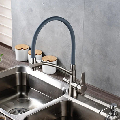 DecorBites™ Dual Spout Dual Handles Kitchen Faucet with Hot and Cold Mixer for Pure Water