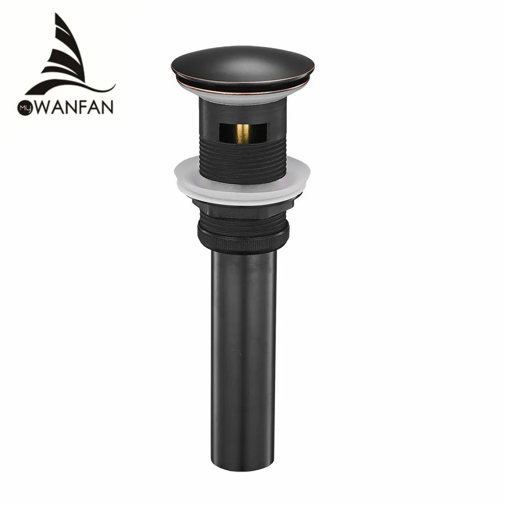 DecorBites™ Brass Black Vessel Sink Pop Up Drain Stopper With Overflow – HJ-0618H