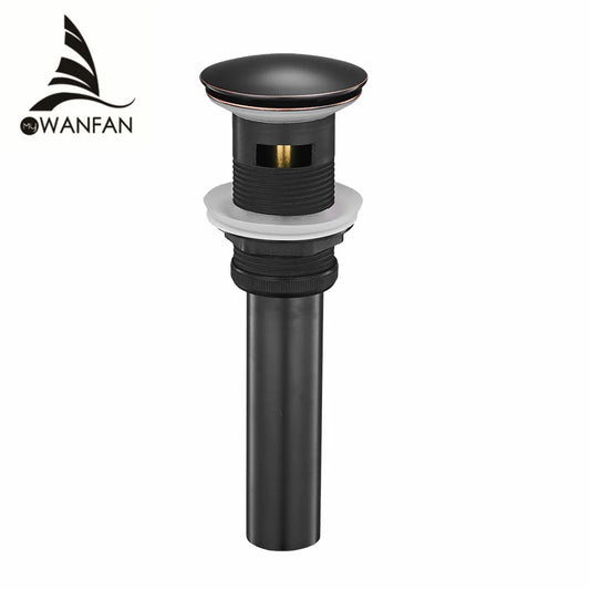 DecorBites™ Brass Black Vessel Sink Pop Up Drain Stopper With Overflow – HJ-0618H