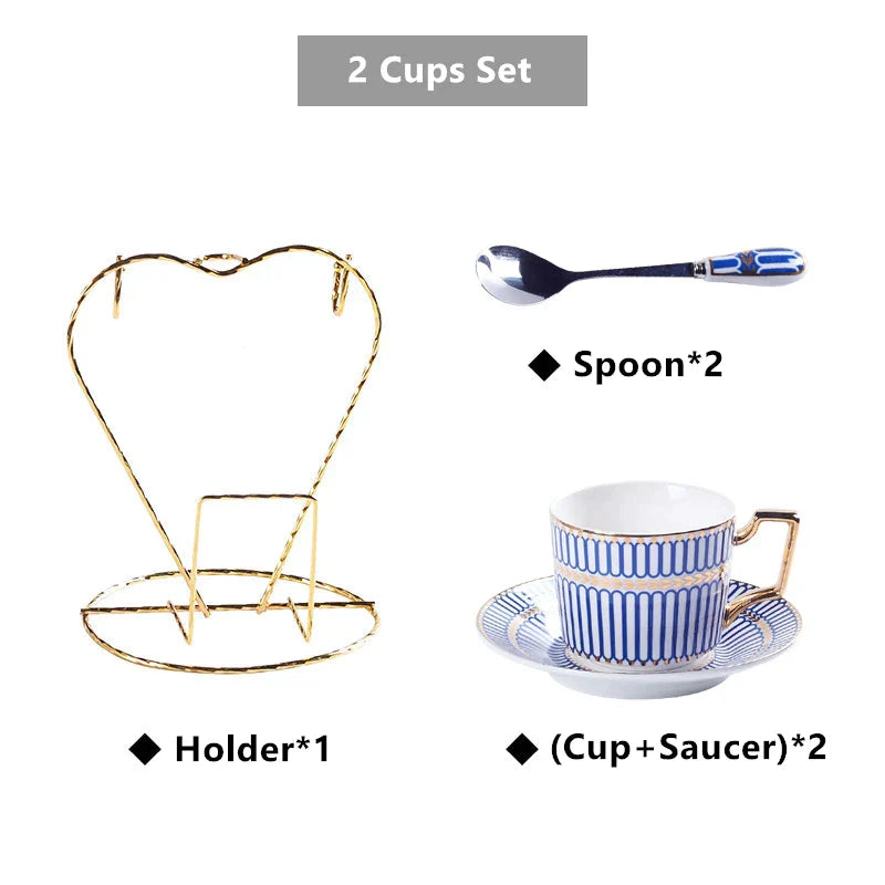 Juego de café y té DecorBites™ de porcelana dorada - Artículos de café de porcelana fina de lujo