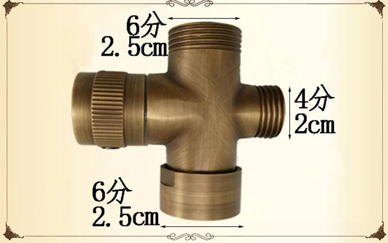 Juego de ducha DecorBites™ de latón antiguo con desviador de 3 vías y ducha de mano