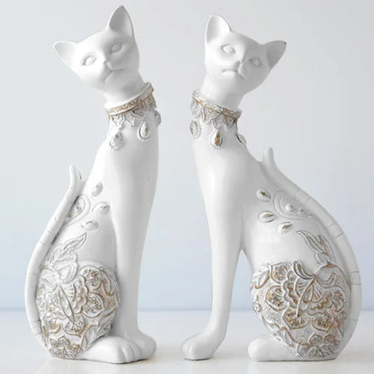 DecorBites™ Cat Statue: Decorative Resin Sculpture, Creative Home Decor, Wedding Gift