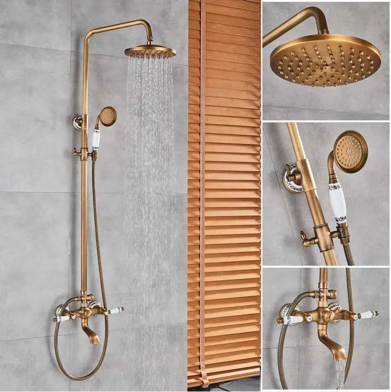 DecorBites™ Dual Handle Shower Faucet Set with 8" Rainfall Head and Handshower