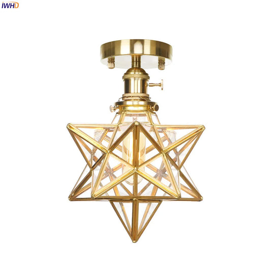 DecorBites™ Glass Copper Ceiling Light Vintage Retro Nordic Style Bedroom Living Room Lamp