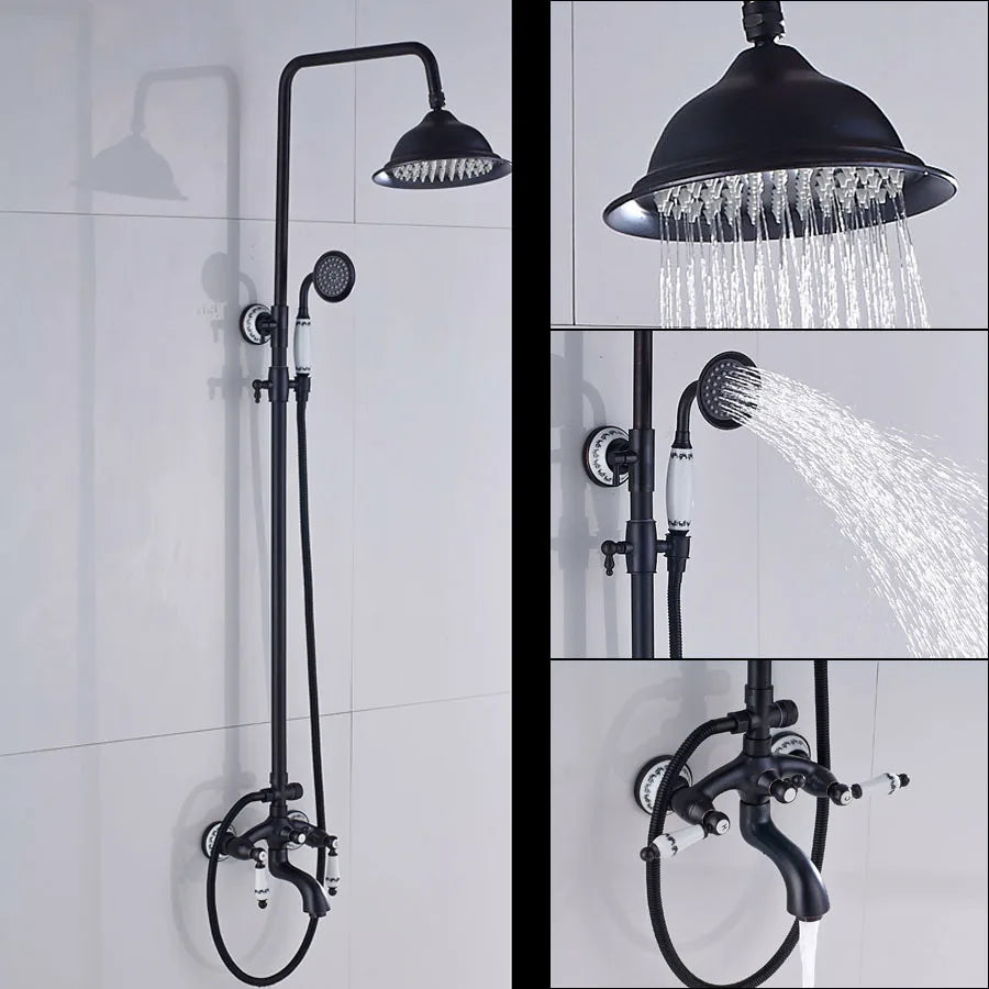 DecorBites™ Dual Handle Shower Faucet Set with 8" Rainfall Head and Handshower