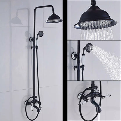 DecorBites™ Dual Handle Shower Faucet Set with 8" Rainfall Head and Handshower
