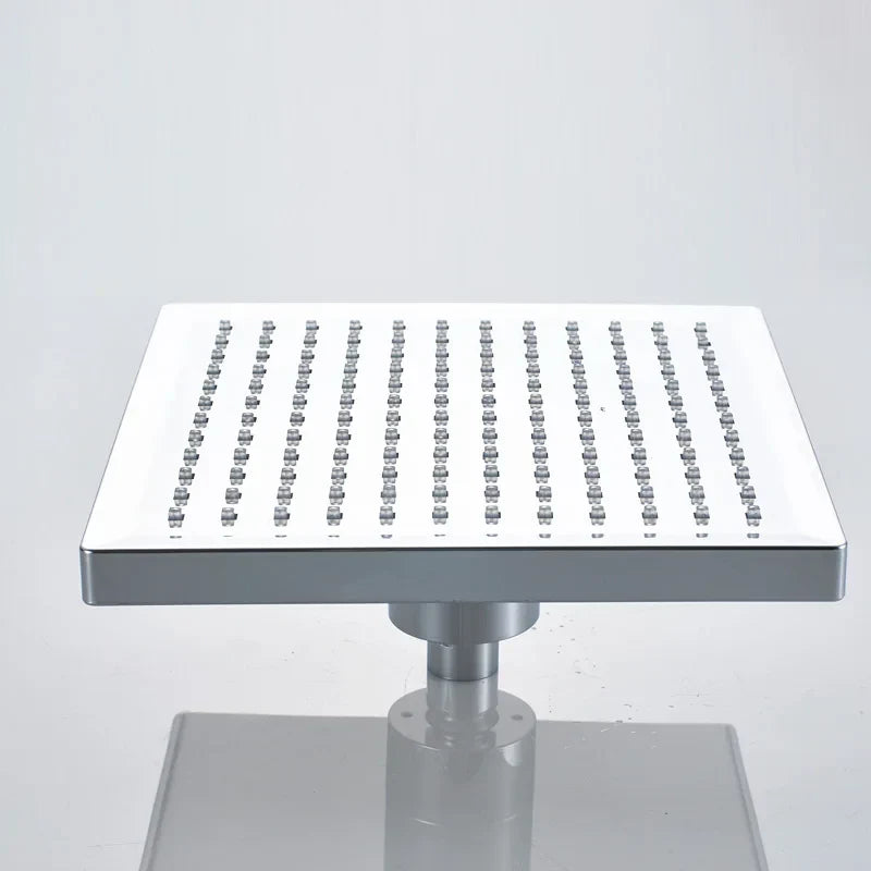 DecorBites™ Bright Chrome LED Rainfall Shower Head: Color Changing Brass Rectangular Shower Faucet