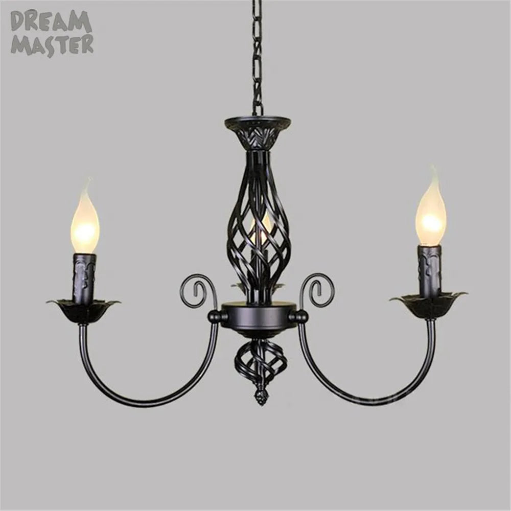 black Chandeliers lamp lustres Modern dining Living Room hotel Indoor light Decoration wrought iron chandeliers lighting