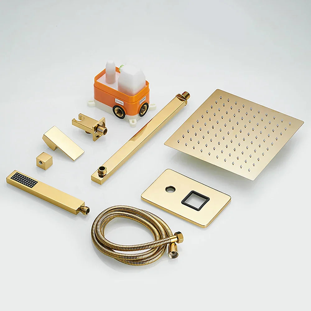Juego de Grifo de Ducha de Lluvia de Baño Dorado Decorbites™ Oculto en la Pared