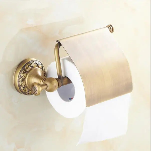 Juego de accesorios de baño DecorBites™ de cobre tallado: estante para toallas, toallero, portarrollos de papel, gancho para ropa