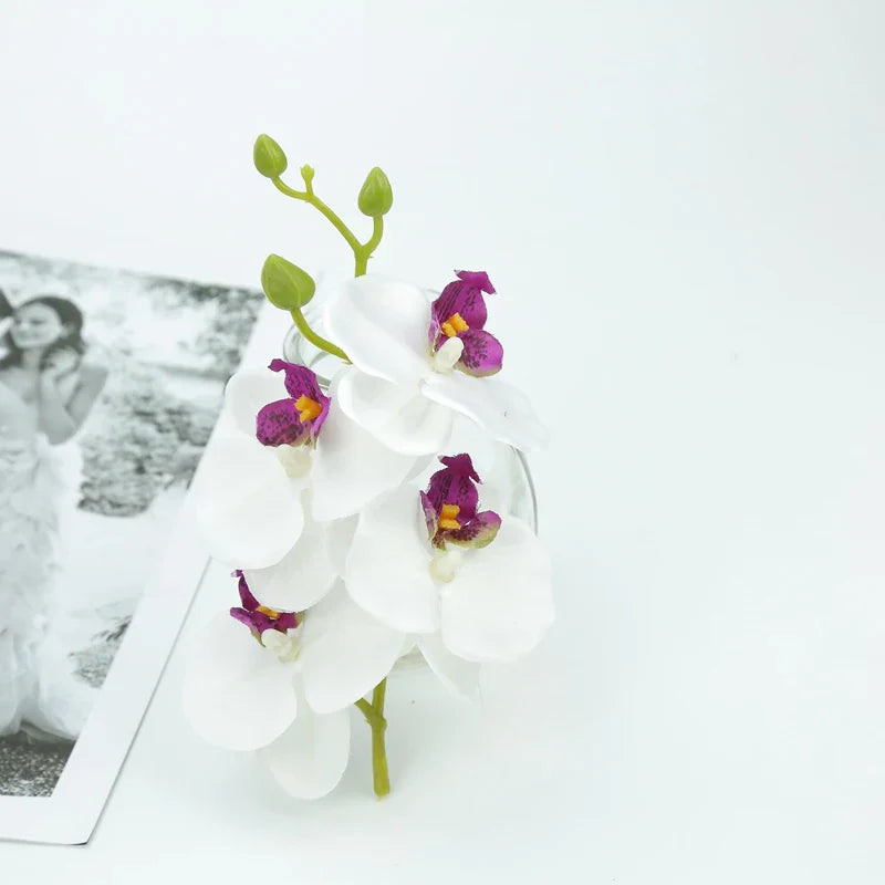 DecorBites™ Artificial Butterfly Orchid Bouquet Silk Flowers for Home Wedding Decoration Bouquet