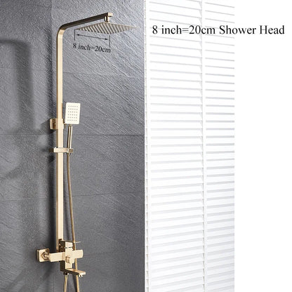 DecorBites™ Brushed Gold Rain Shower Bath Faucet Wall Mounted - Shower Set Mixer