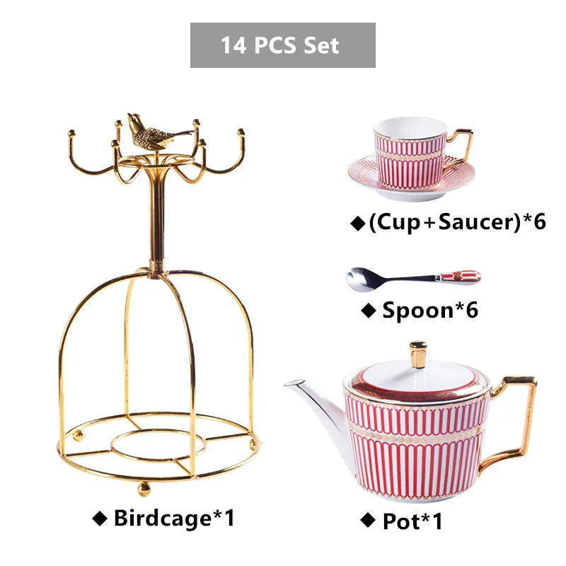 Juego de café y té DecorBites™ de porcelana dorada - Artículos de café de porcelana fina de lujo