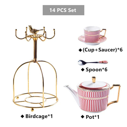 Juego de café y té DecorBites™ de porcelana dorada - Artículos de café de porcelana fina de lujo