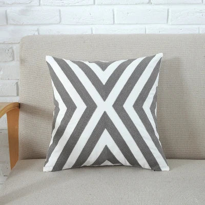 DecorBites™ Grey Pink Geometric Embroidered Cushion Cover, 45x45cm