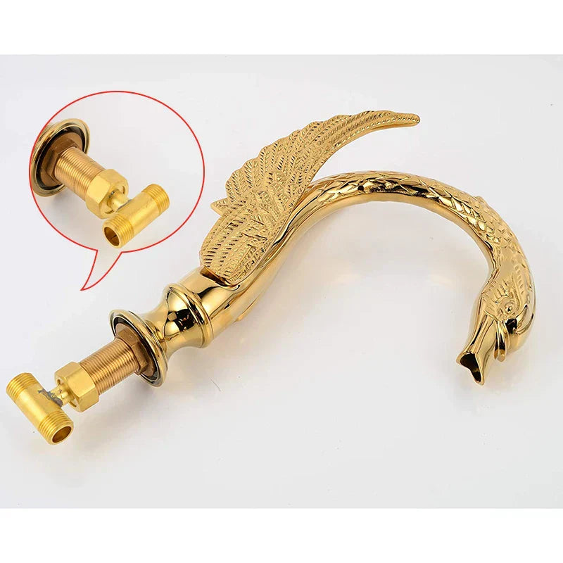 Gold Swan Basin Faucet Dual-Handle Design