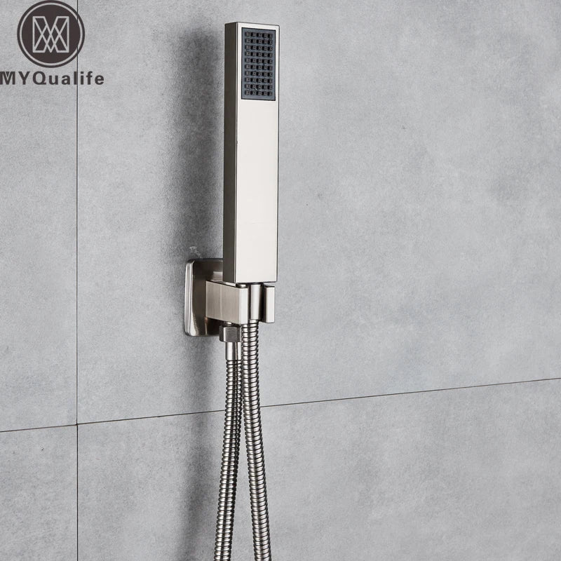 DecorBites™ Brushed Nickel Handshower Set with Stainless Steel Hose & Wall Bracket