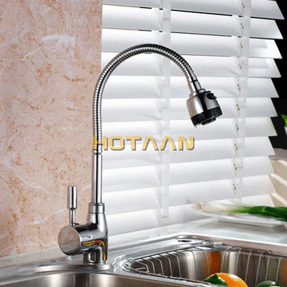 DecorBites™ Brass Kitchen Mixer Faucet Single Hole Hot Cold Water Tap