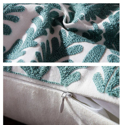 غطاء وسادة قطني من ديكوربايتس™ مطرز هندسيًا باللون الأزرق، مقاس 45×45 سم