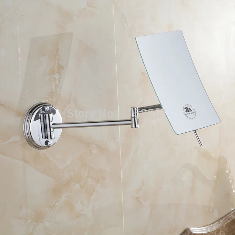 مرآة مكياج حائطية مُكبّرة 3 مرات للحمام مع ذراع قابلة للطي من DecorBites™ - Lady Square