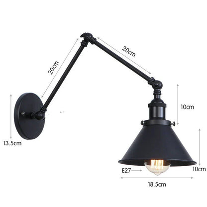 Aplique de pared vintage de cobre negro Decorbites™ con brazo largo para dormitorio de hogar