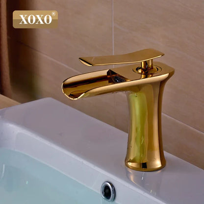 صنبور حوض نحاسي بتصميم شلال من DecorBites™ لخلاط حوض عصري - 83008W