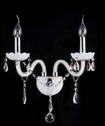 DecorBites™ Crystal Wall Lamp with Double Head LED Bulbs and Fabric Lampshade