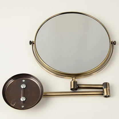 DecorBites™ Brass Bronze Folding Makeup Mirror, 8 Inch Round Wall Mirror