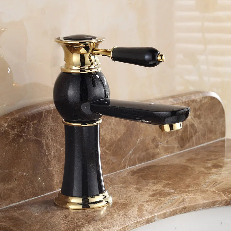 DecorBites™ Gold Brass Single Handle Bathroom Mixer Taps for Counter top Basin
